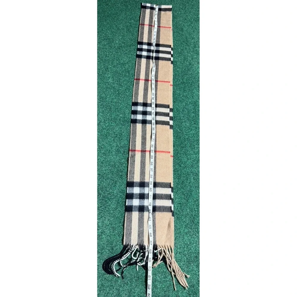 Burberry Made in Scotland 100% Cashmere Plaid Scarf 94x6 Nova Check Beige‎